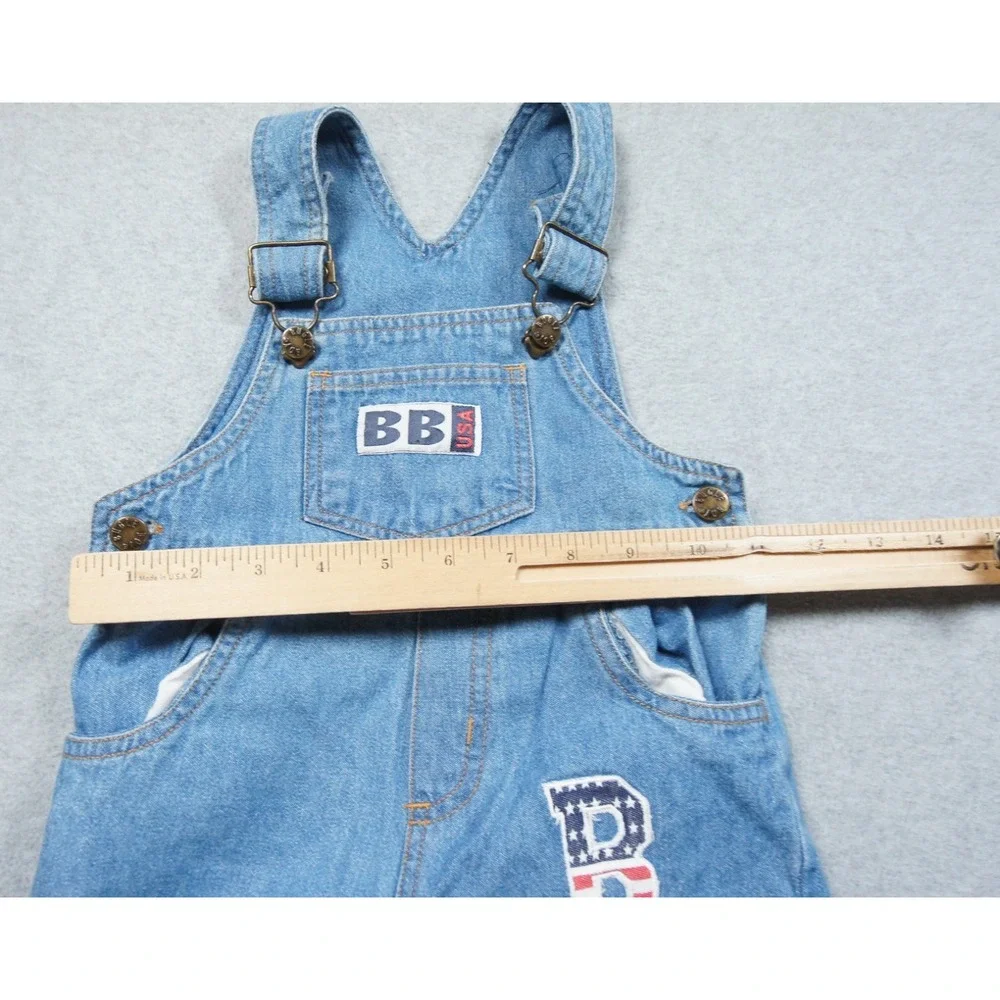 Vintage Bugle Boy Overalls 12 Months Blue Denim Jean Kids Toddler USA Flag